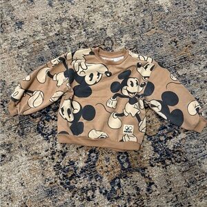 Disney Kids Sweatshirt with Mickey Mouse - Tan and Black 4T